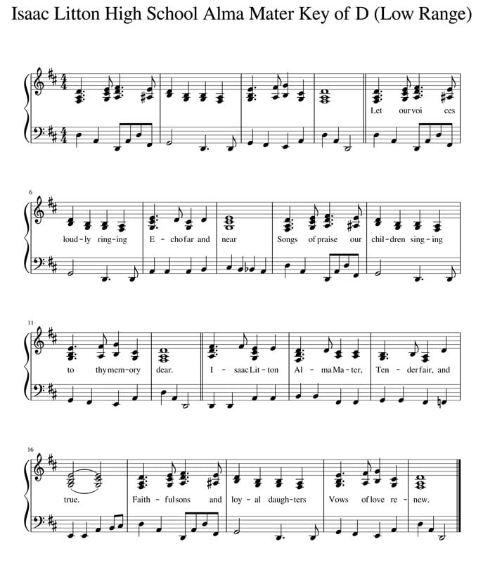 Litton High Alma Mater Sheet Music